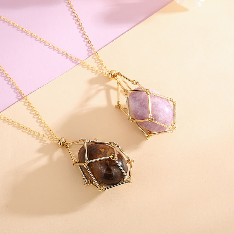 Spring 2023 New Natural Energy Crystal Pendant Ins Niche Design Valentine's Day Bag Bag Peace Necklace
