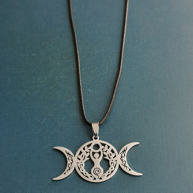 Triple Moon Celtic Knot Pendant Necklace