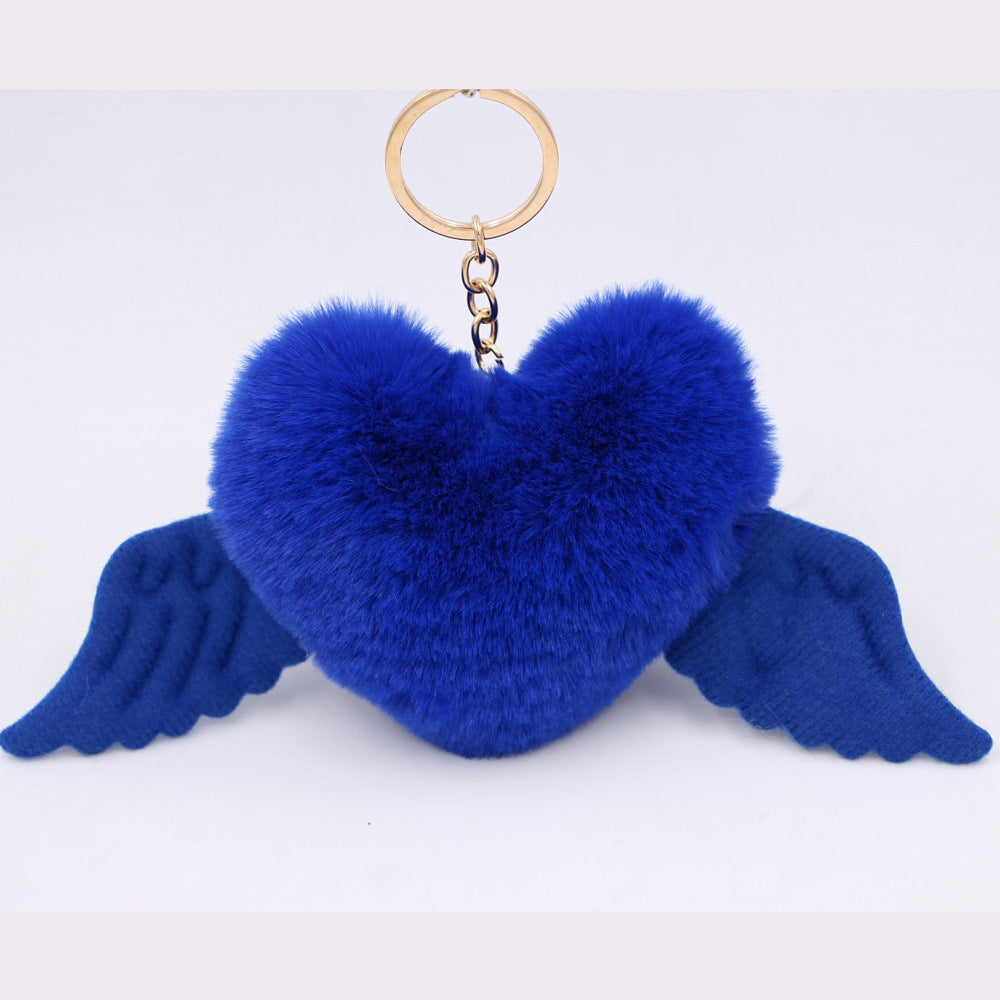 Heart Wool Ball Keychain Pendant