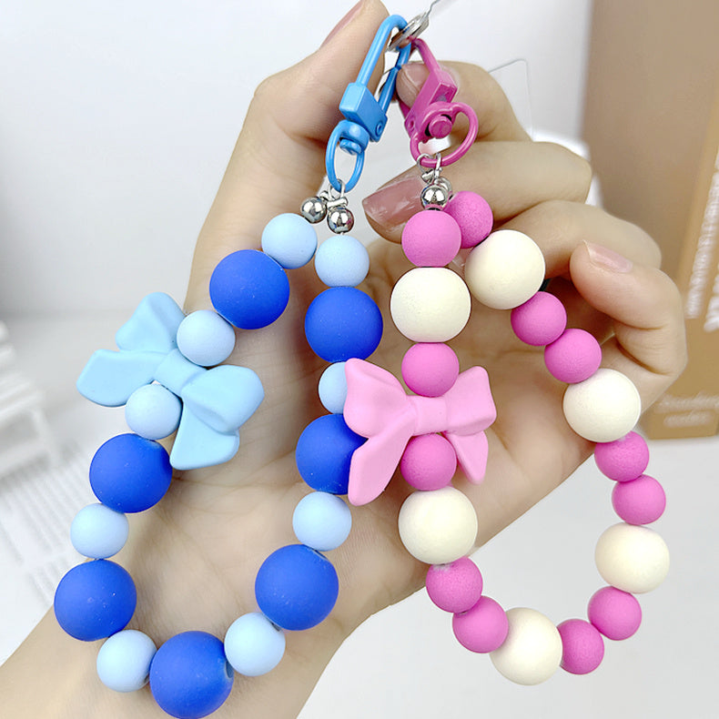 Petite niche Instagram, étui de téléphone à perles givrées contrastées, chaîne de perles faite à la main
