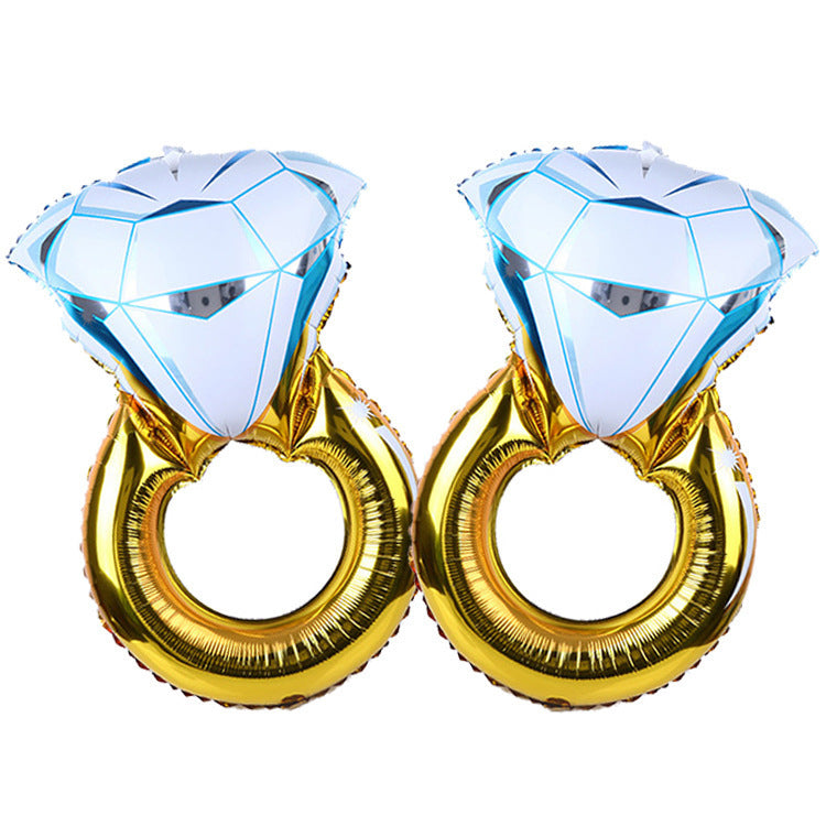 Large Diamond Ring Aluminum Foil Balloon Proposal Wedding Wedding Room Decoration Ido Diamond Ring Aluminum Foil Balloon - Jewel Nexus