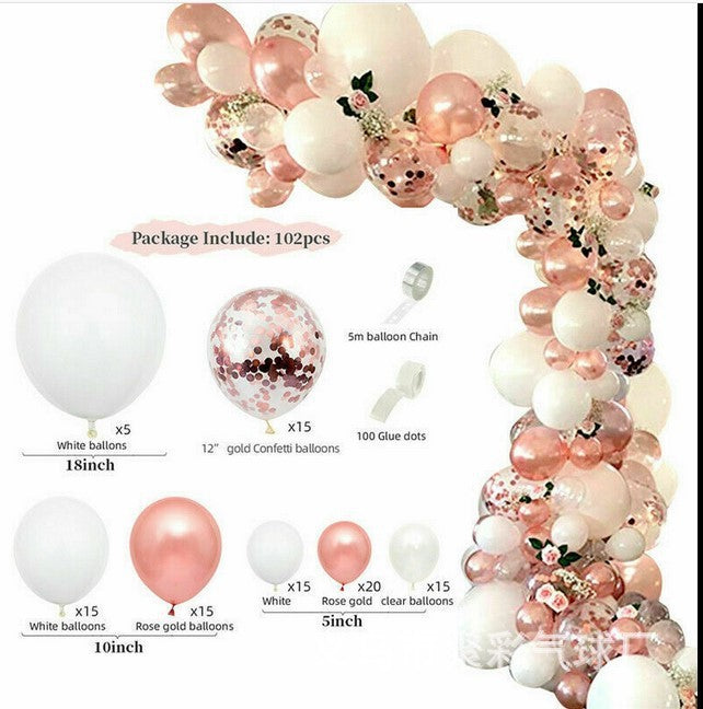 Cross-Border Hot Sale Rose Gold Balloon Set Baby Birthday Party Adult Wedding Decoration Champagne Gold Set