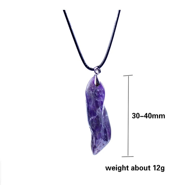 Natural Fantasy Amethyst Dog Teeth Pendant Crystal Teeth Jewelry Leather Cord Necklace