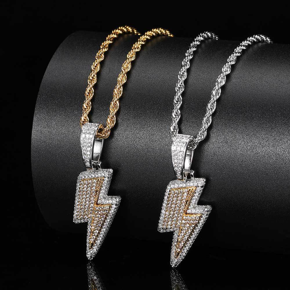Hot Selling Lightning Hip Hop Pendant Micro-inlaid Zircon Hip Hop Fashion Trendy Hip Hop Jewelry
