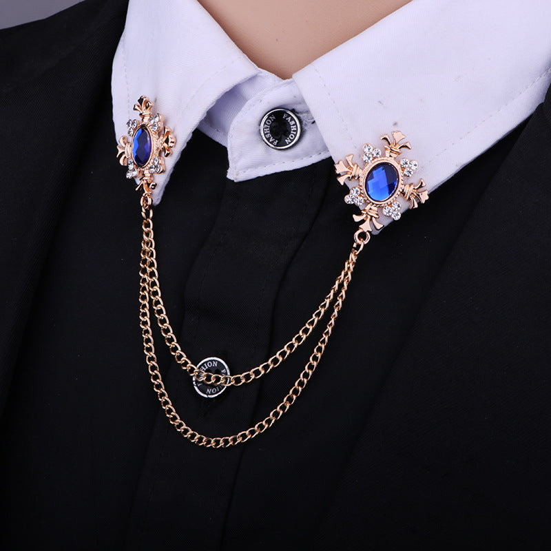 Broche d'accessoires de chaîne de collier croisé en strass à franges, épingle de collier personnalisée
