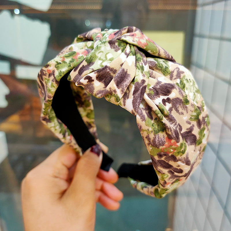 Printed Headband Simple Wide Fabric