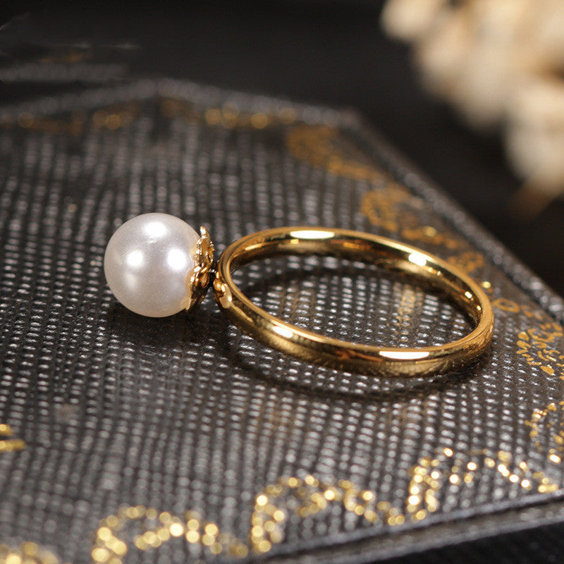 Vergoldeter Perlenring Einfaches, besonderes Design
