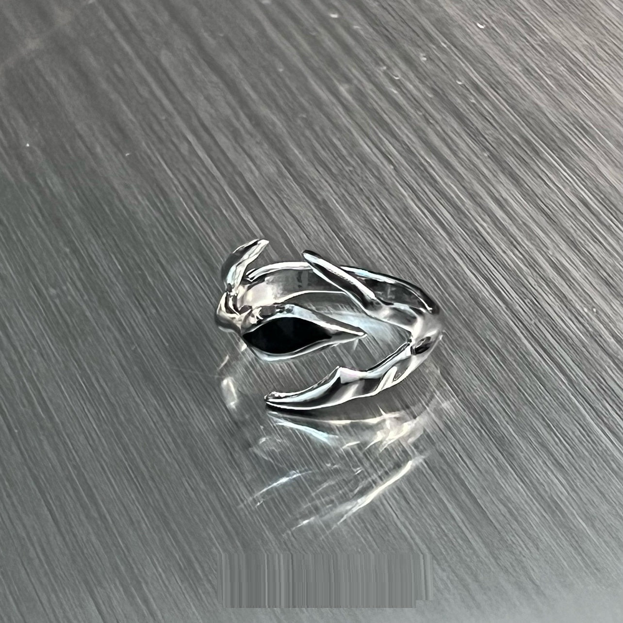Irregular Shaped Black Onyx Metal Ring Street Tide Special-interest Design High Sense Men And Women - Jewel Nexus