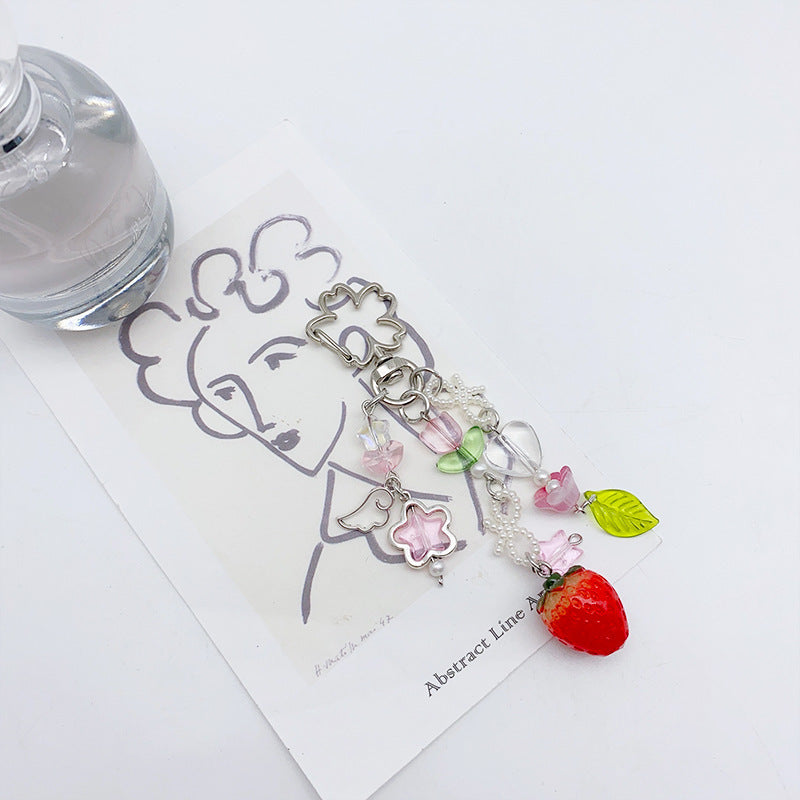 Ornament Creative Cute Strawberry Pendant Beaded Pendant Keychain