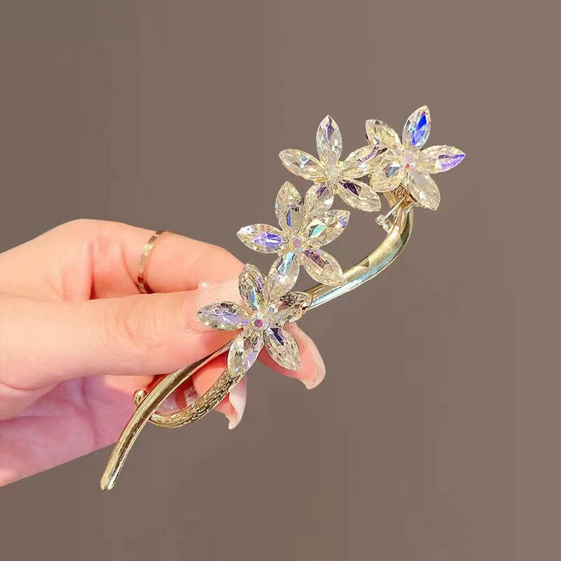 Super Fairy Temperament Crystal Flower Twister Clip Simple Personality Hairpin