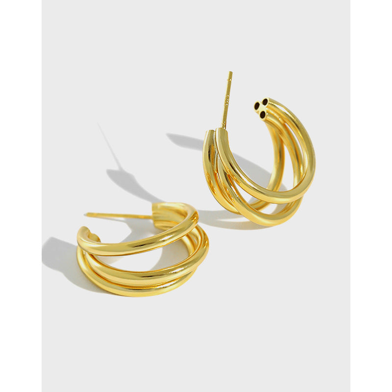 Boucles d'oreilles en argent sterling S925 Ring Circle pour femmes