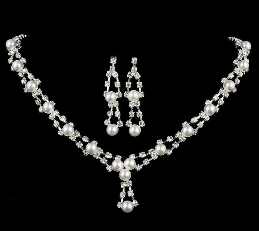 Simple bride jewelry full drill pearl necklace, wedding Rhinestone Necklace, married two sets of women.