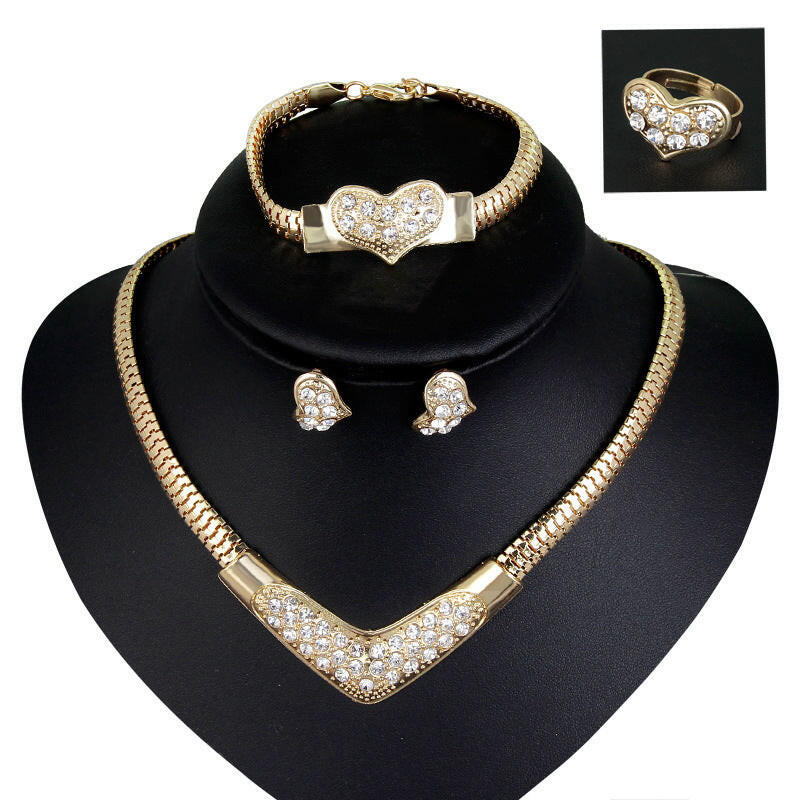 New European and American necklaces, earrings, hand ornaments, four sets of bridal wedding party jewelry manufacturers direct sales.