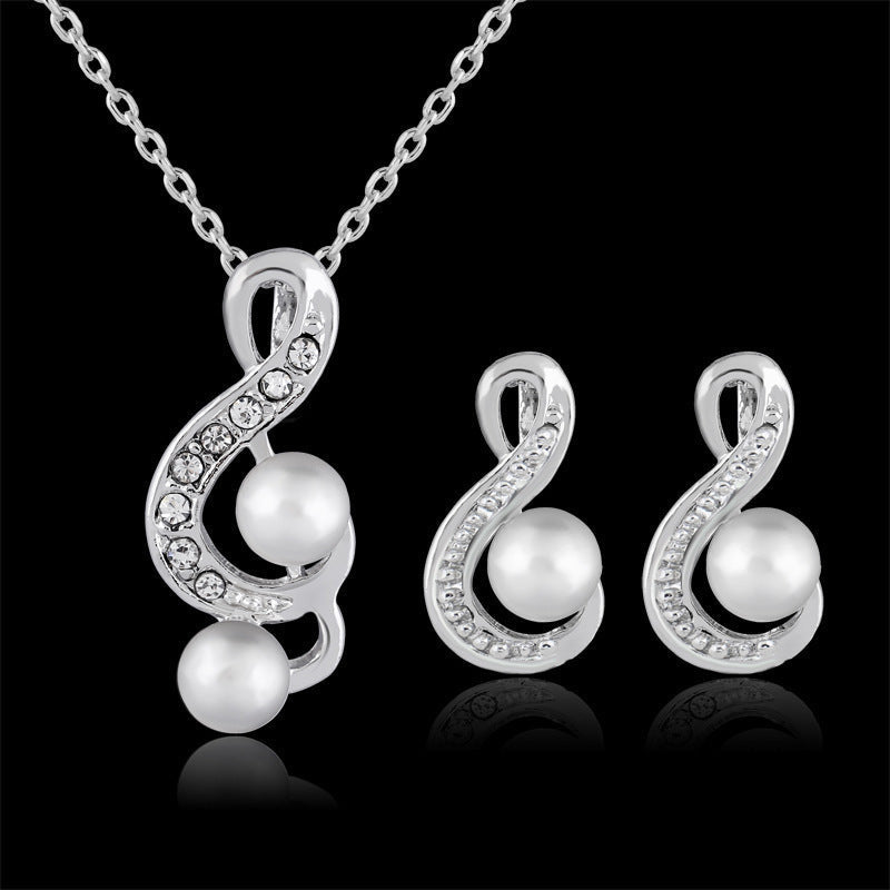 Fashion pearl two sets of simple and elegant bride wedding jewelry set Danbi jewelry.