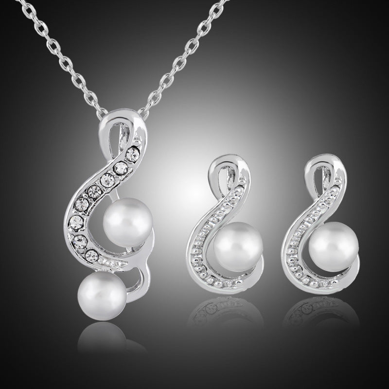 Fashion pearl two sets of simple and elegant bride wedding jewelry set Danbi jewelry.