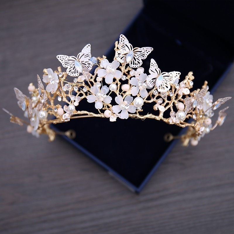 Veil Bride Wedding Dress Crown Three-piece Headdress Crown Super Fairy Series - Jewel Nexus
