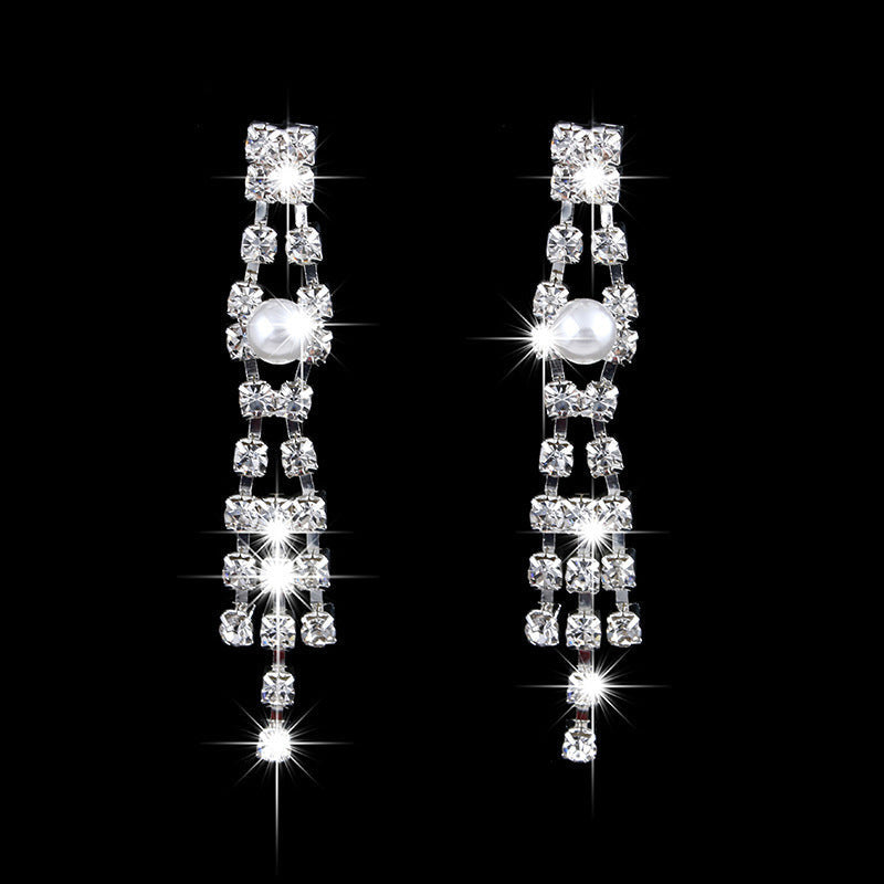 Wholesale fashion OL bridal jewelry set, claw chain earrings, Pearl Rhinestone Necklace 465.