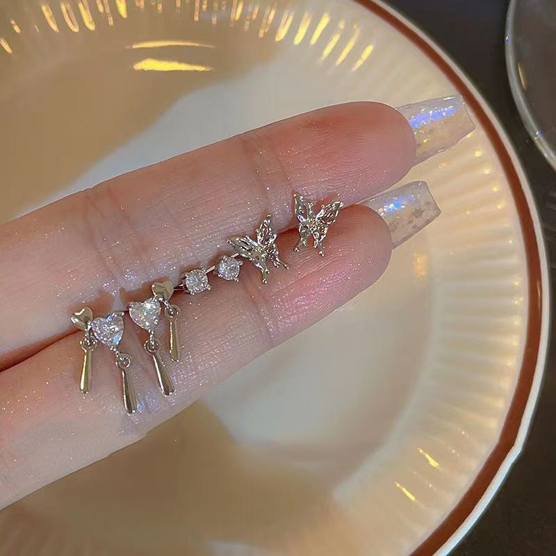 Special-interest Design Women's Cute Liquid Butterfly Earrings 6-piece Set