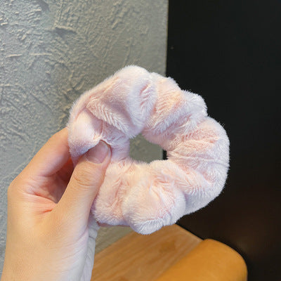 Plush Large Intestine Hair Ring Macaron Hair Band Cute Fluffy Hair Rope.