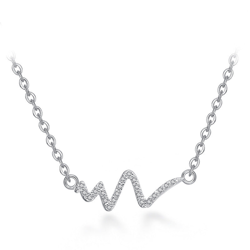 Silver Necklace Korean Lightning Necklace Female Simple ECG Decoding Short Necklace Clavicle Chain With Jewelry.