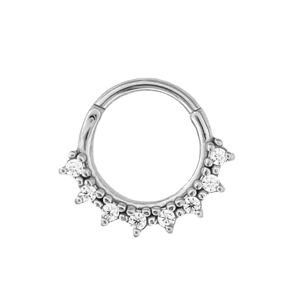 Stainless Steel Lace Inlaid Zircon Casting Interface Nose Ring