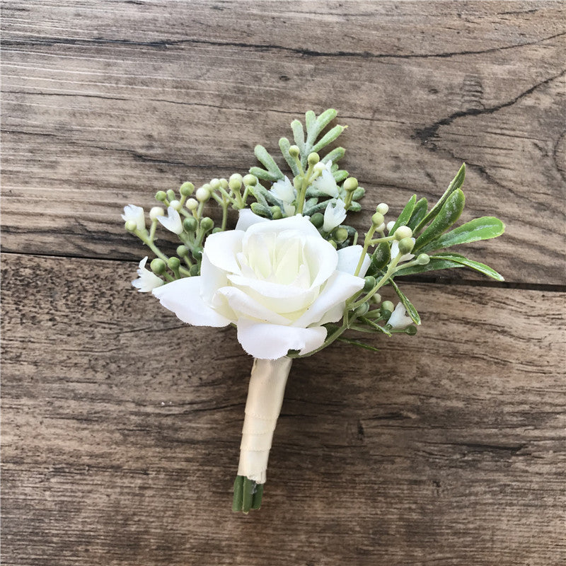 Korean Fabric Bride And Groom Corsage Rose Small Buds Silk Flower Before Marriage - Jewel Nexus