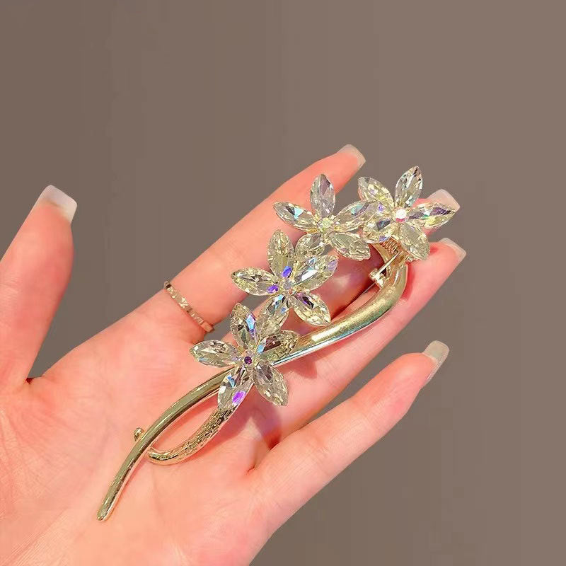 Super Fairy Temperament Crystal Flower Twister Clip Simple Personality Hairpin