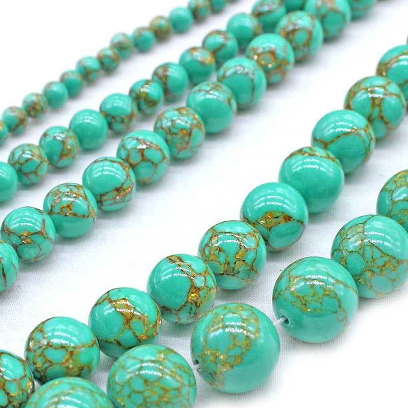 Fil d'or naturel vert Turquoise, accessoires de perles rondes faites à la main, bricolage