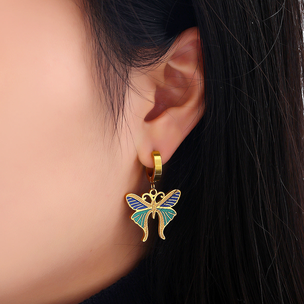 Bunte Öl Halskette Schmetterling Ohrringe Hohe Gefühl Temperament Fashionmonger Diamant Ohr Hängen