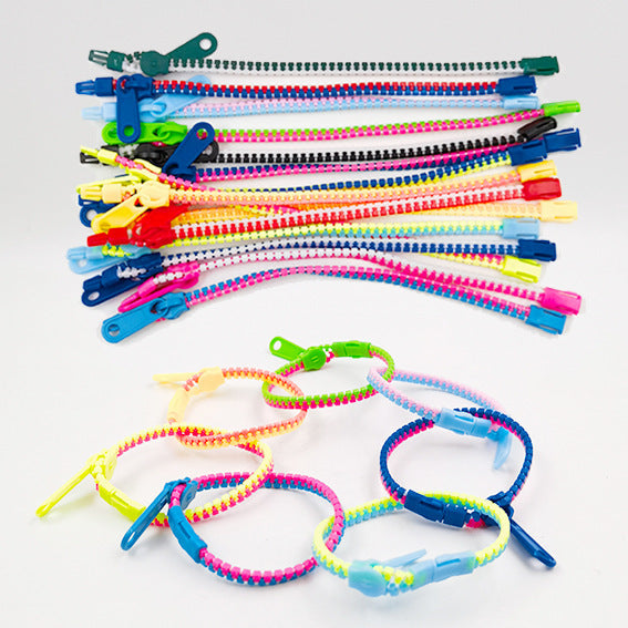 Bonbonfarbenes zweifarbiges Reißverschlussarmband für Kinder