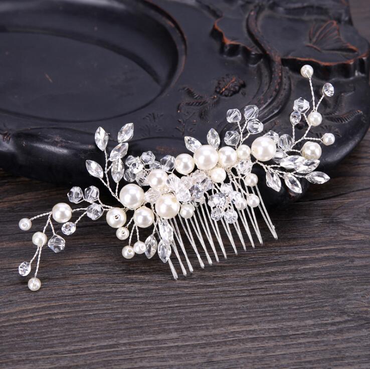 Pearl White Crystal Banquet Headdress Comb