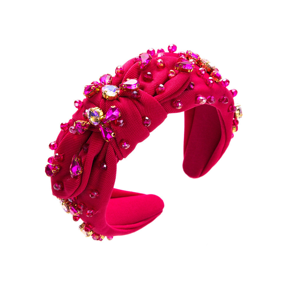 Fashionable All-match Diamond-embedded High-grade Headband Elegant Wide-brimmed Knotted - Jewel Nexus