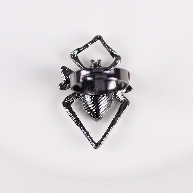 Retro Fashion Animal Ring Creative Black Spider Inlaid Rhinestone