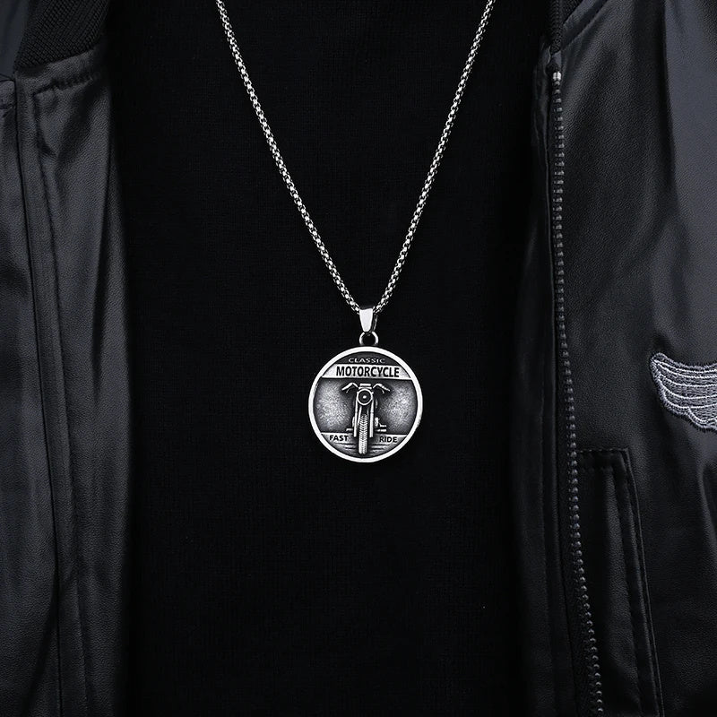 Steel Warrior – collier avec lettres simples en acier inoxydable, pendentif rond, nouveau
