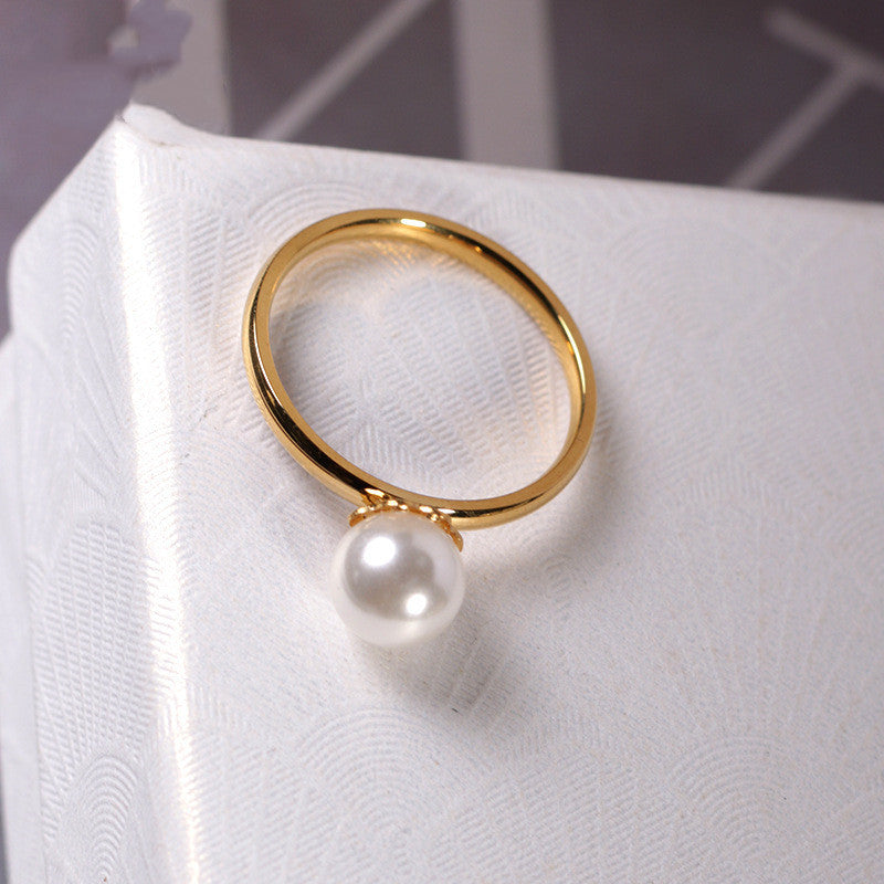 Gold-plated Pearl Ring Simple Special-interest Design