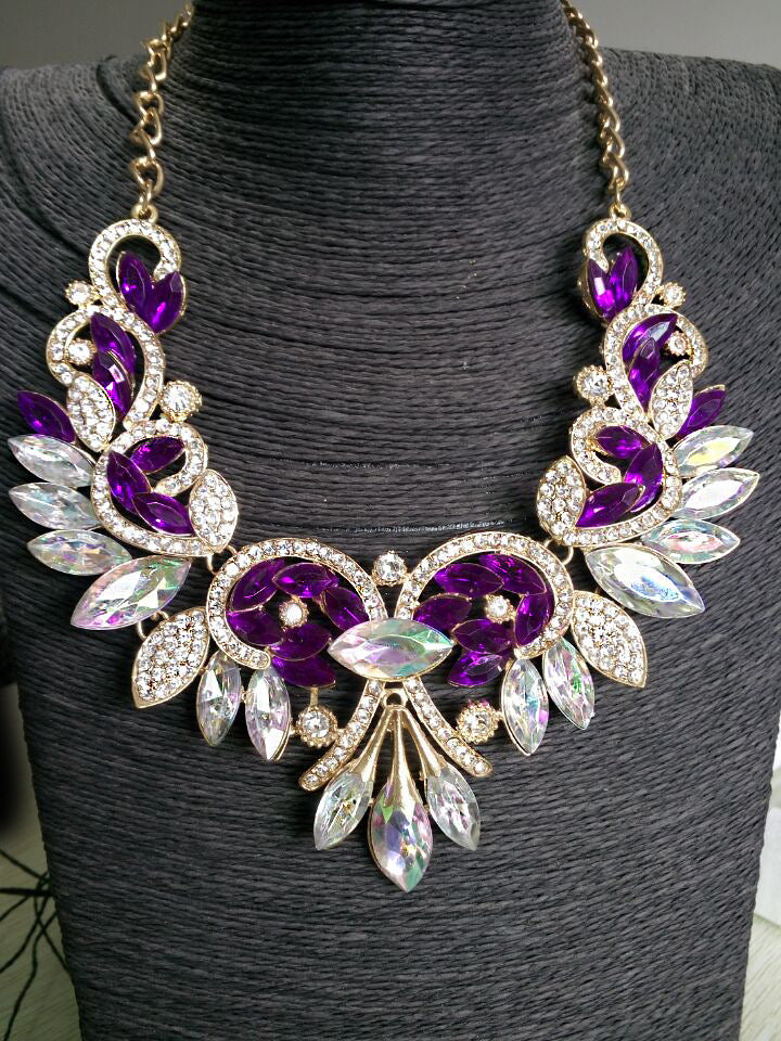 Diamond Alloy Flower Necklace For Women