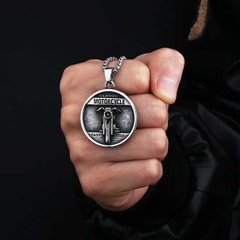 Steel Warrior – collier avec lettres simples en acier inoxydable, pendentif rond, nouveau