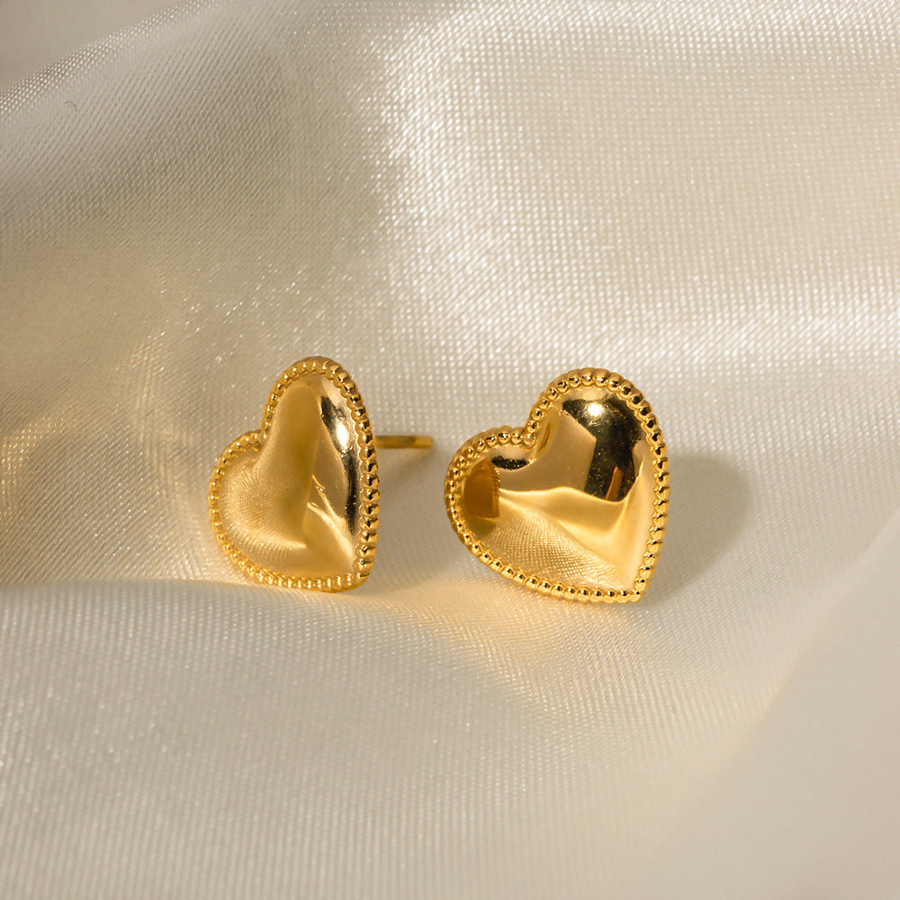Ruth Heart Gold Earrings