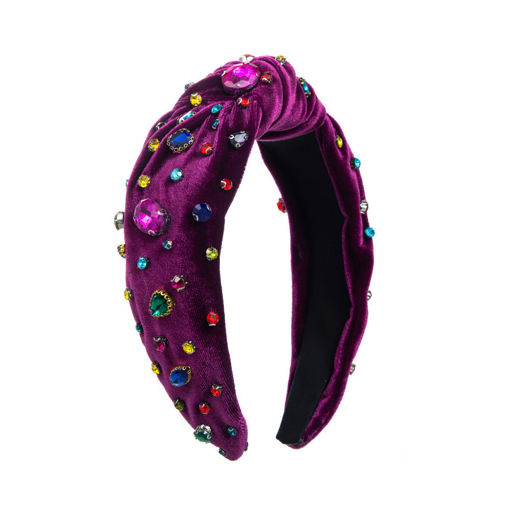 Colorful Crystals Knotted Fashion New Fabric Craft Full Diamond Headband - Jewel Nexus