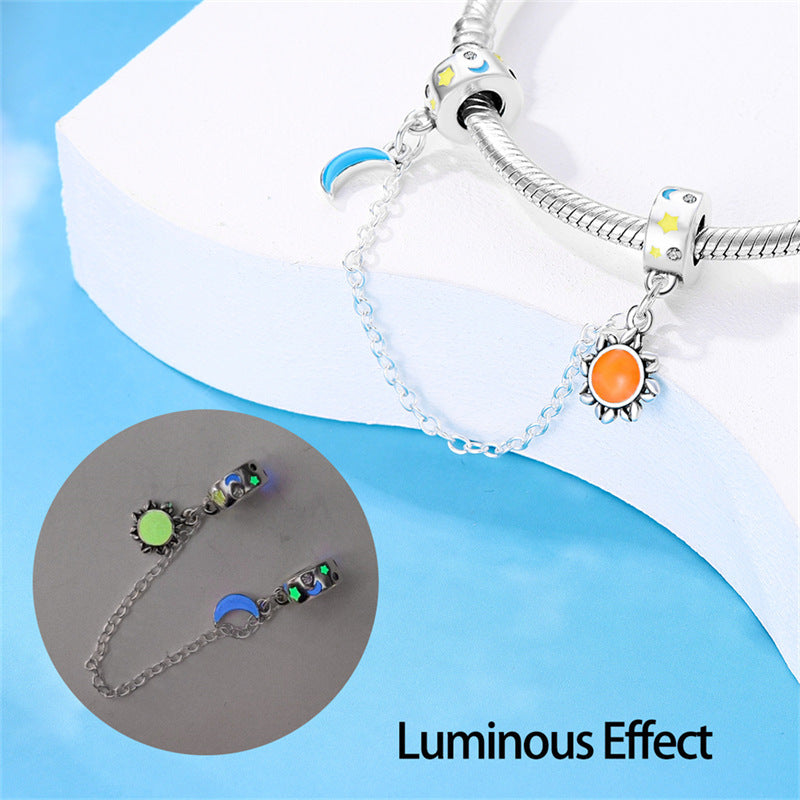 Safety Buckle Sun Moon Glowing Safety Chain Copper Plating 925 Silver DIY Ornament Bracelet Accessories