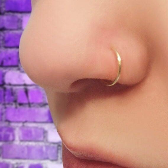 Non-piercing Nose Ring Plated 14K Gold Nose Stud