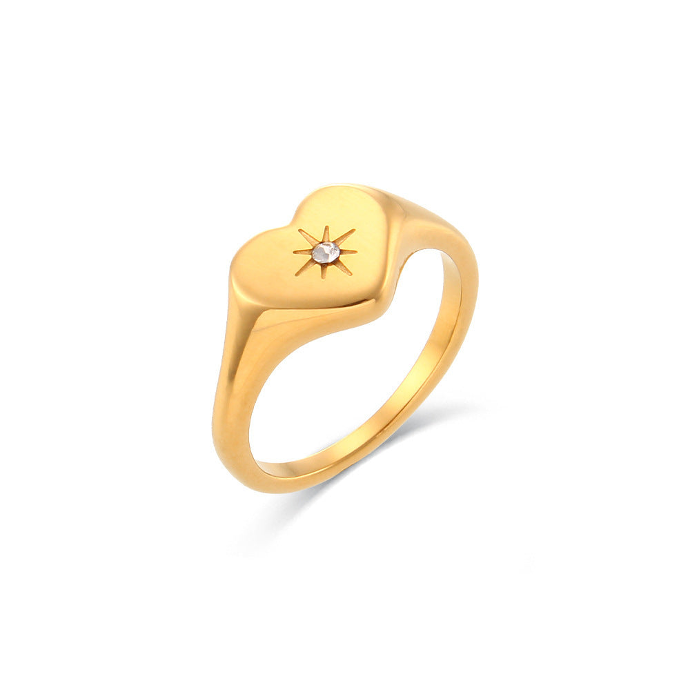 Fashionable And Personalized Popular Peach Heart North Star Ring