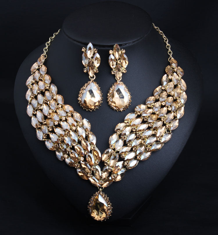 Kristall Afrikanische Halskette Ohrring Set