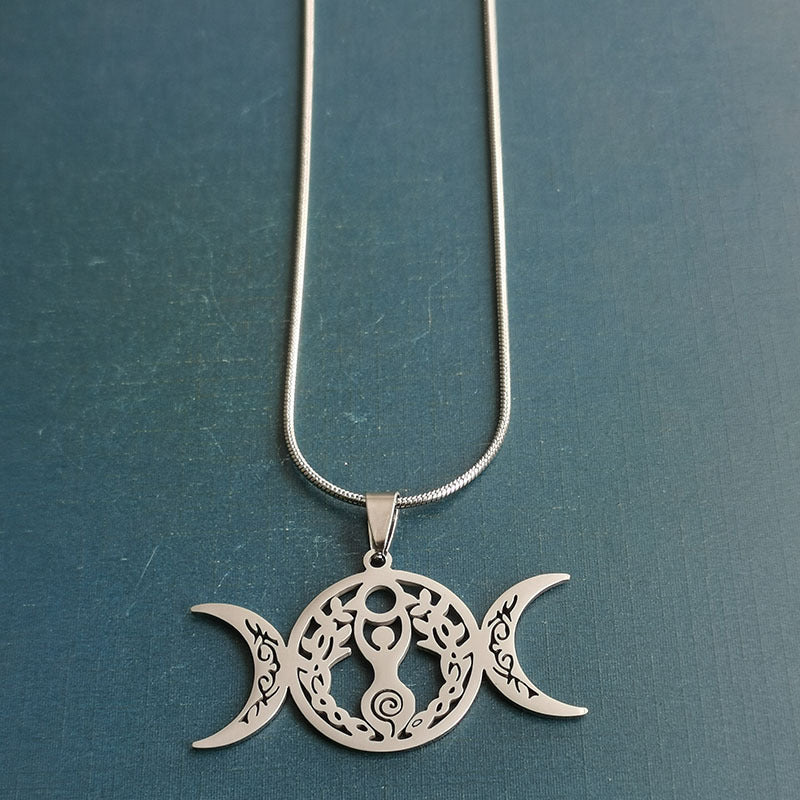 Halskette mit keltischem Knotenanhänger mit dreifachem Mond