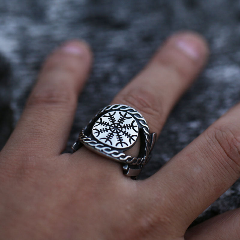 Men's Viking Compass Stainless Steel Ring - Jewel Nexus