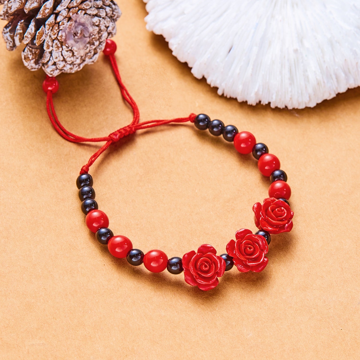 Bracelet Fleur Créatif Ethnique Rose Perles