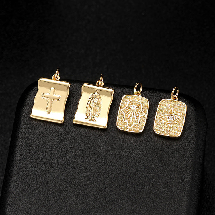 Pendentif de collier en zircon incrusté de micro-placage de cuivre en or 14 carats