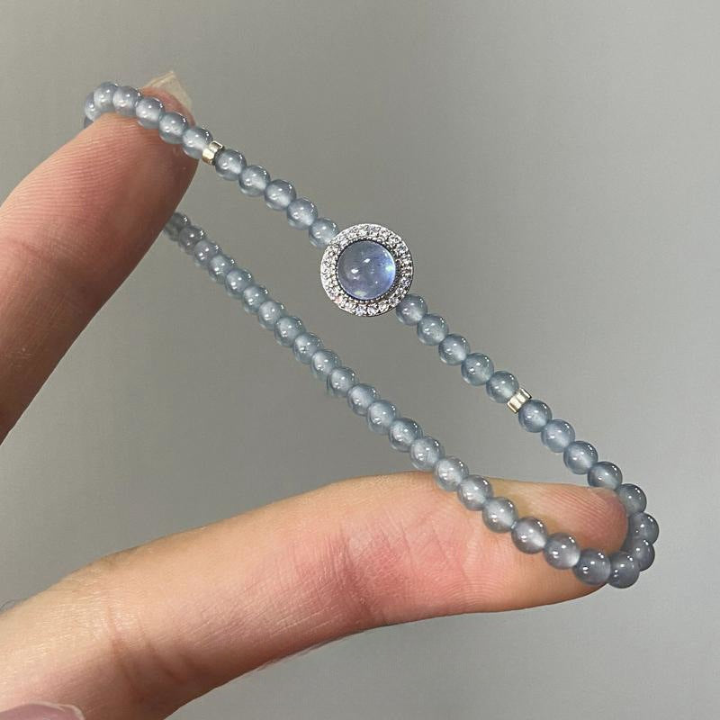 Simple Aquamarine Beaded Pearl Bracelet