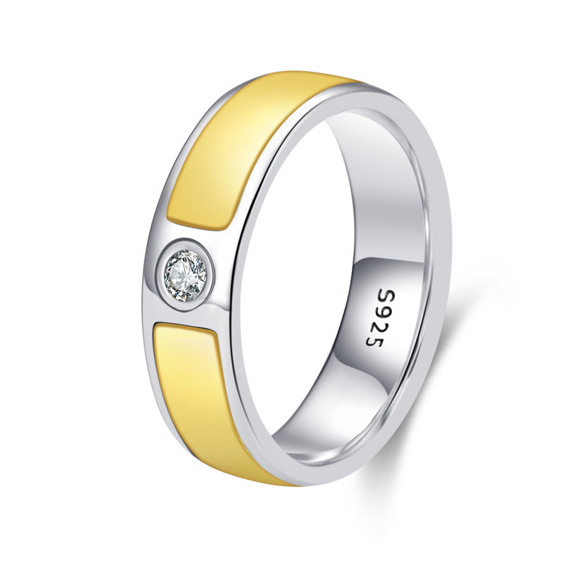 S925 Silver Couple's Fashion Two-color Ring