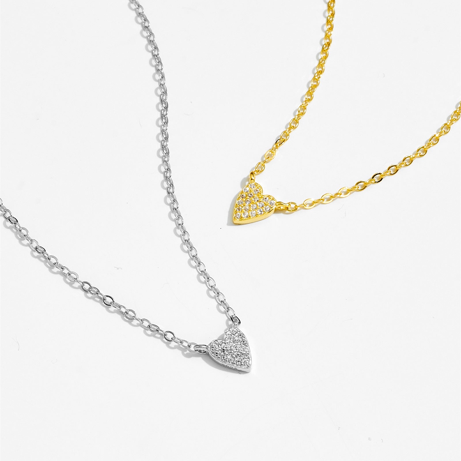 S925 Loving Heart In Sterling Silver Diamond Heart-shaped Pendant Necklace